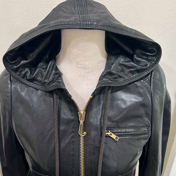 Juicy Couture 100% Genuine Soft Leather Hooded black jacket - Picture 3 of 9